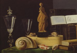 Stilleven met een beeldje en schelpen, ca. 1630